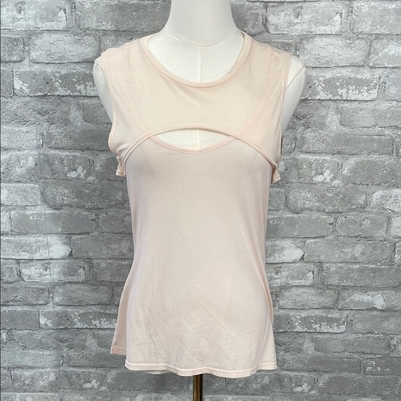 LAmade Pale Pink Fauna Sleeveless Cut Out Tank Top - Picture 1 of 5